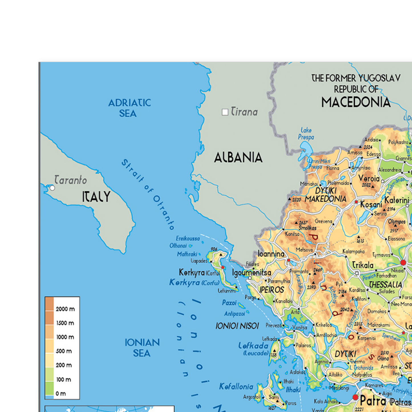 Map of Greece Poster Print Wall Art Home Decor A5 A4 A3 Educational Print