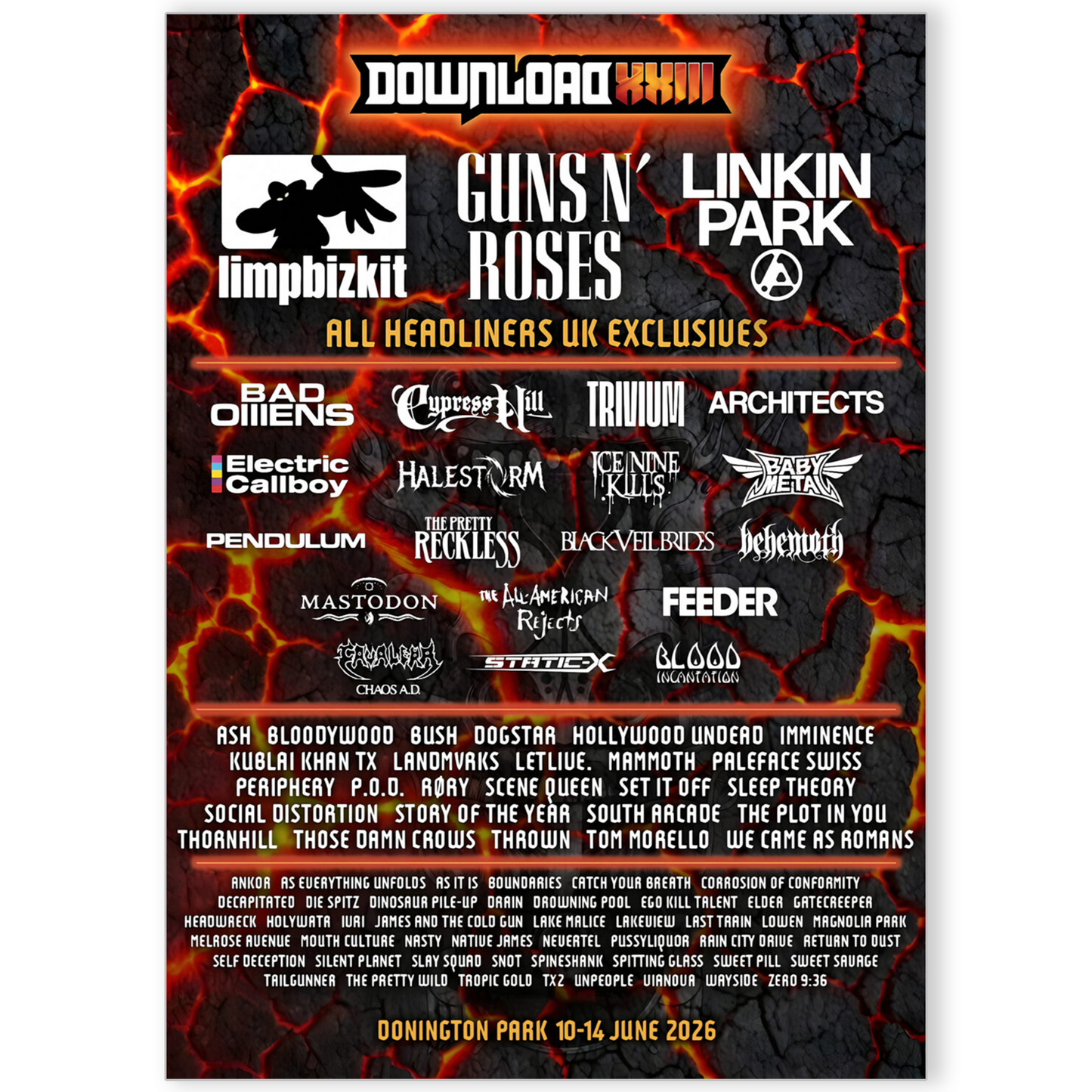 Download Festival 2026 Music Line-up For Music Fans Print Poster A5-A3 Concert