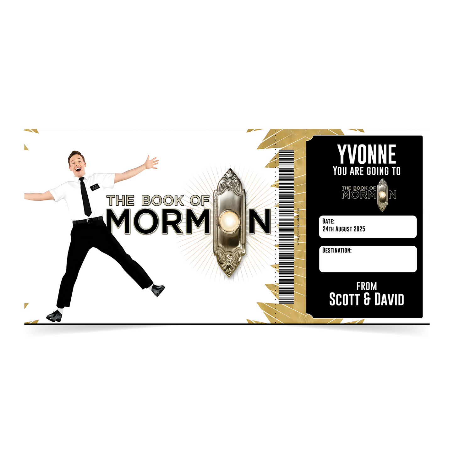 The Book Of Mormon Mock  Ticket Personalised Musical Theatre Reveal 2026
