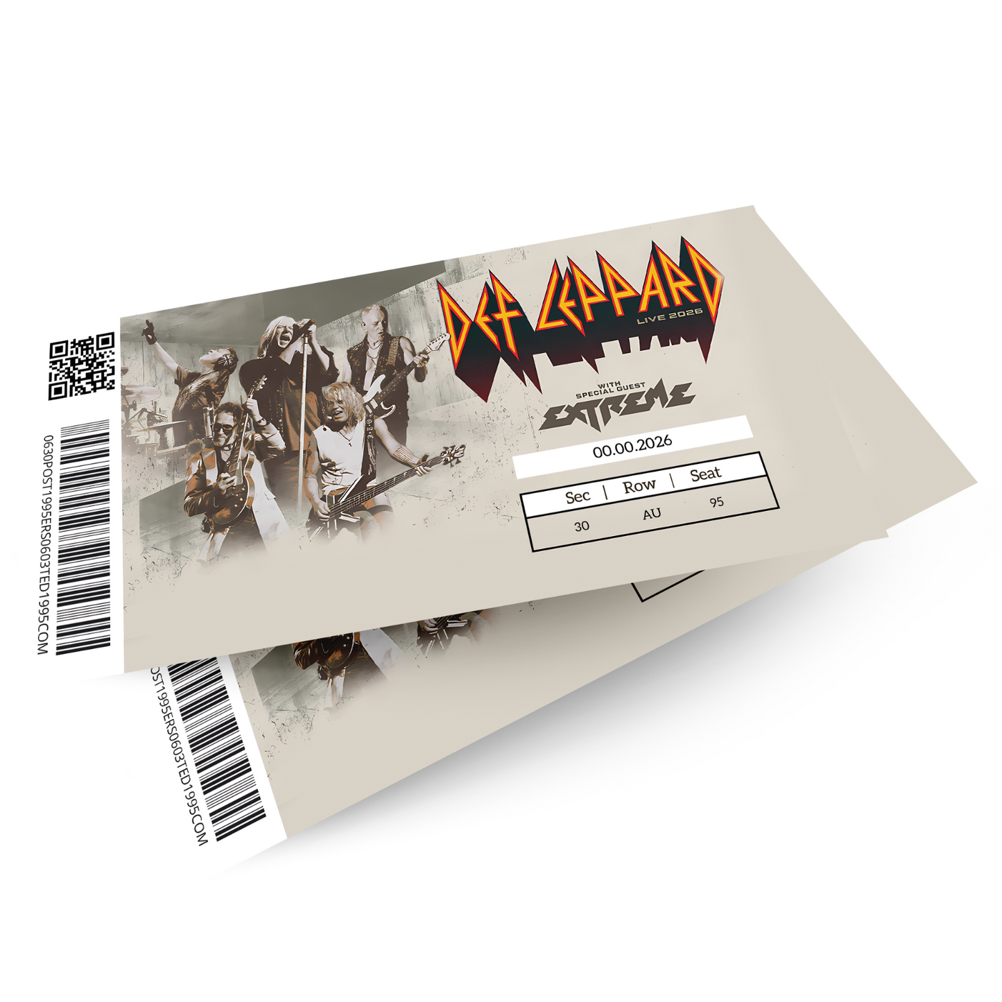 Def Leppard Ticket Live 2026 Tour Keepsake Rock Gift Personalised Mock Ticket