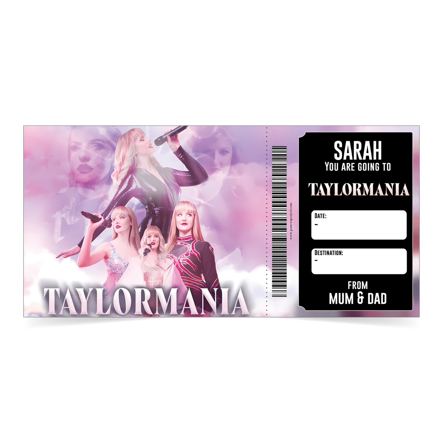 TAYLORMANIA Ticket Personalised Concert Music Souvenir Gift Keepsake Voucher