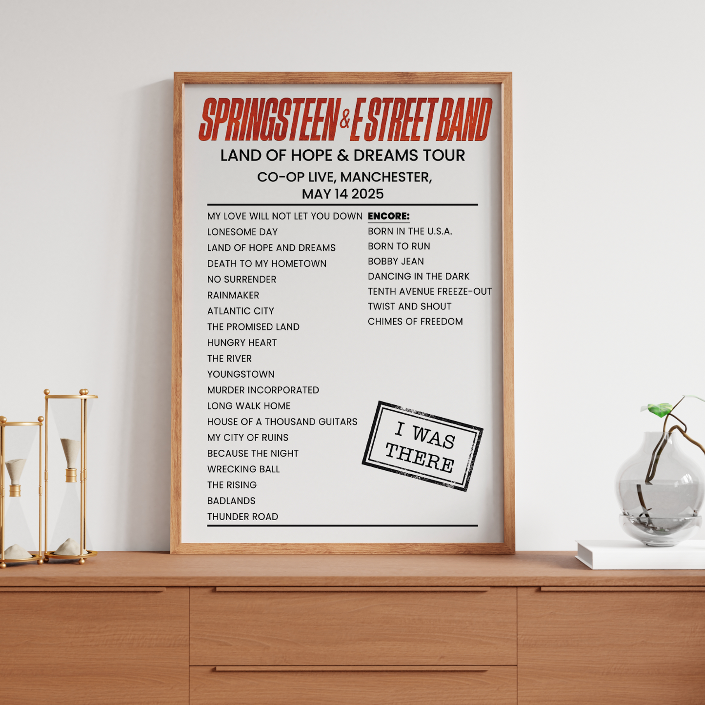 Bruce Springsteen Manchester Co-Op Live 2025 Setlist Poster Rock Fans A5-A3