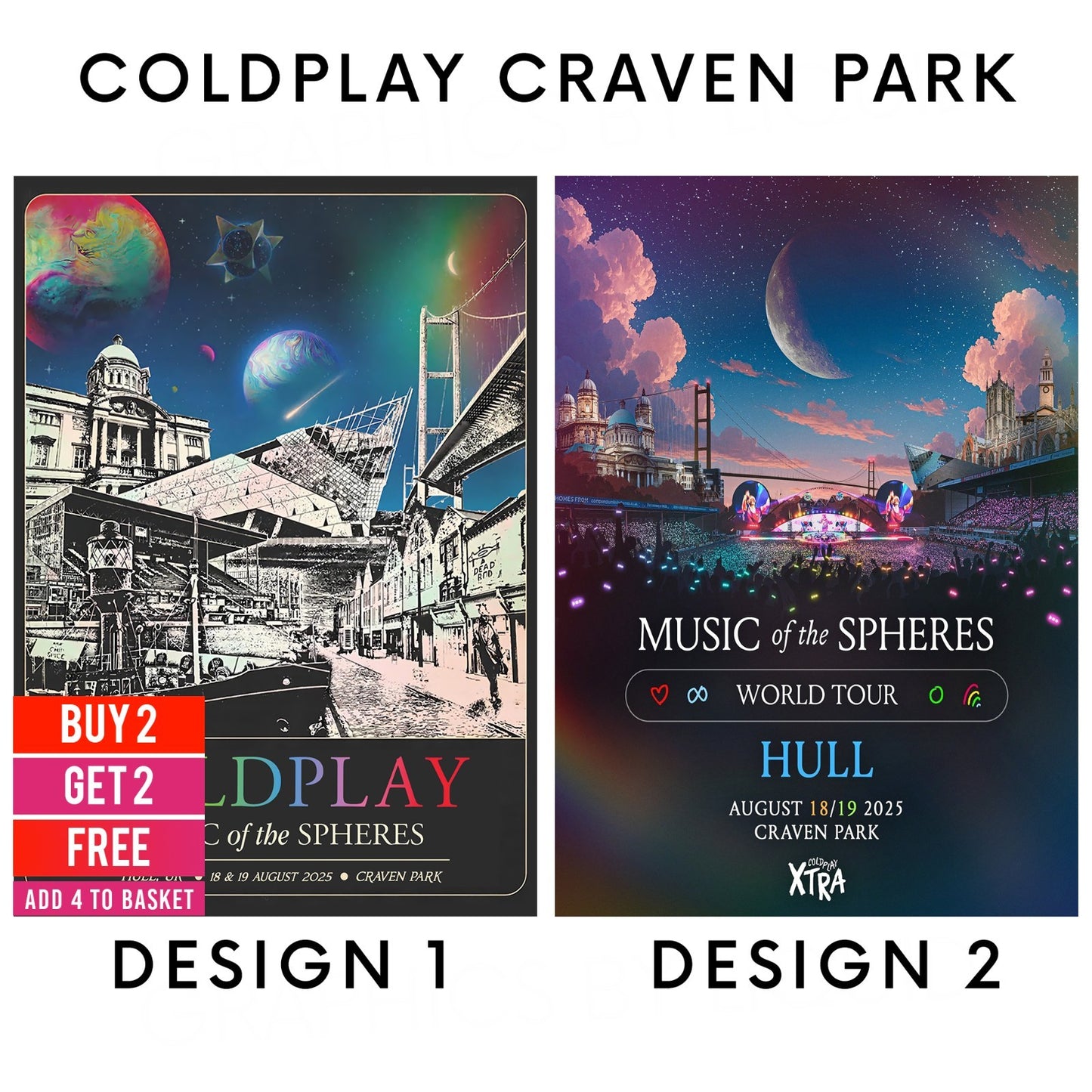 Coldplay Poster Hull Craven Park UK August 18 And 19 Tour 2025 For Coldplay Fans