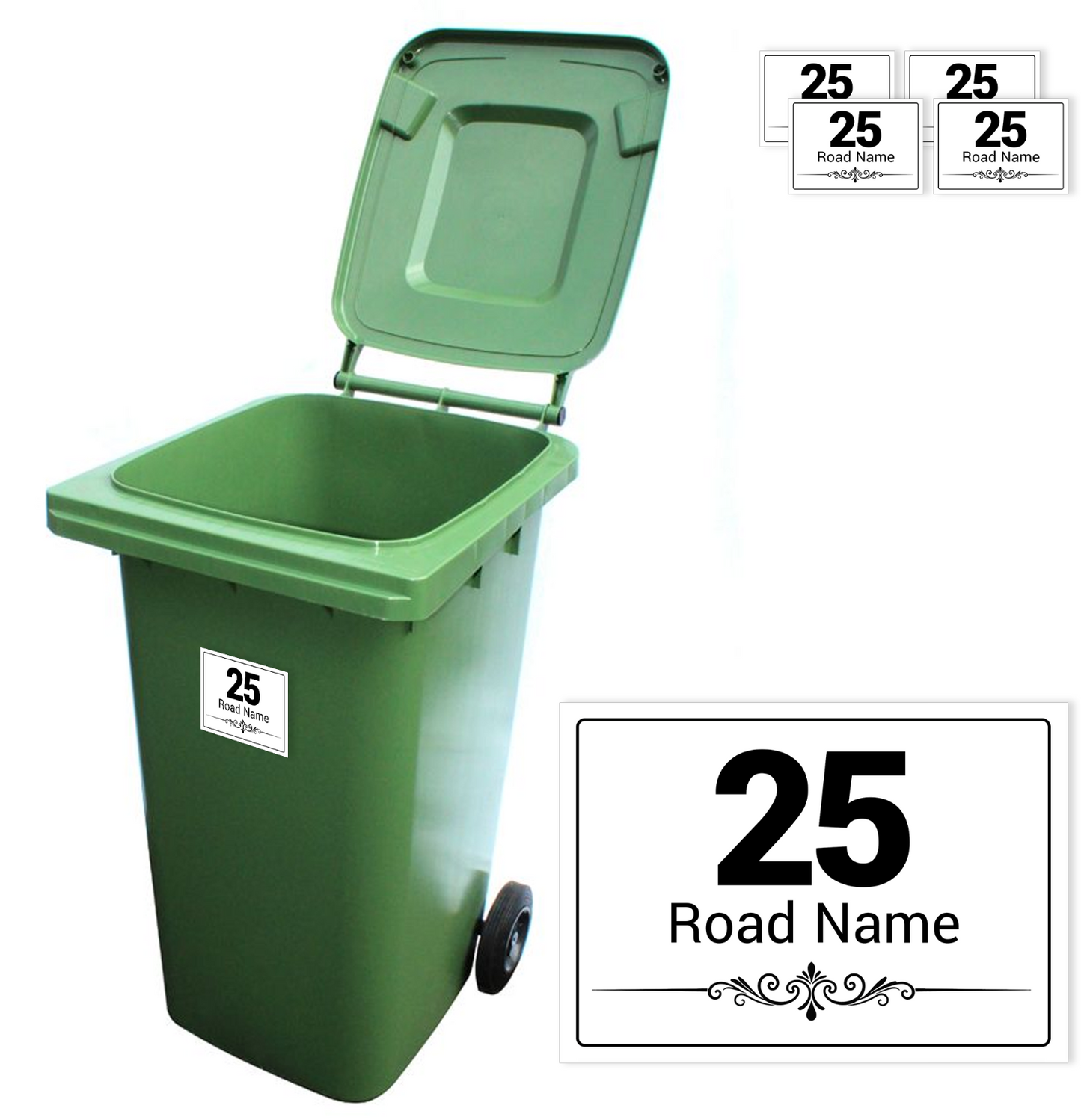 Wheelie Bin Numbers sticker Personalised Waterproof Labels House Street Bin