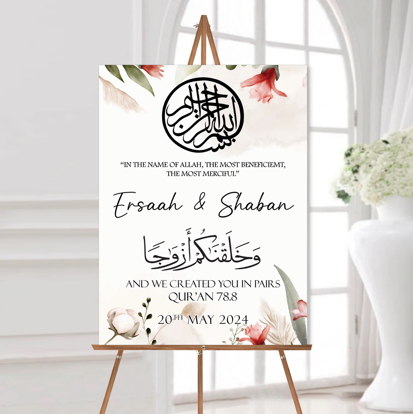 Nikkah Wedding Poster Islamic Welcome Sign Personalised Nikkah A5-A3 Sign