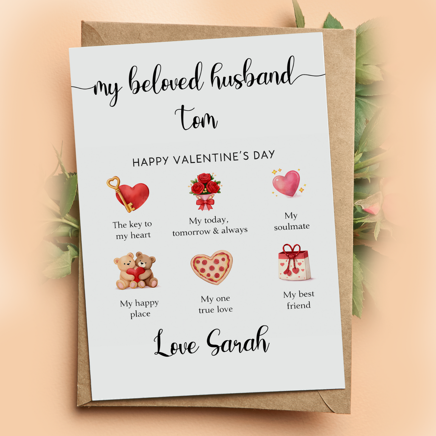 Valentine’s Day Card Personalised Romantic Gift for Husband Wife Boyfriend Gf