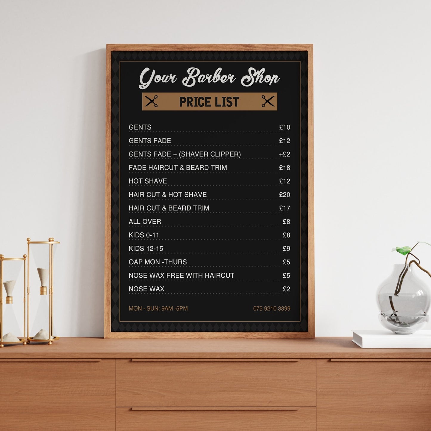 Barber Hair Salon Haircut Price List Advertising LAMINATE Poster A5 A4 A3