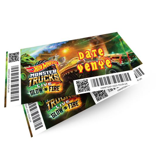 Hot Wheels Monster Truck Glow-N-Fire Gift Ticket Personalised Gift Reveal Ticket