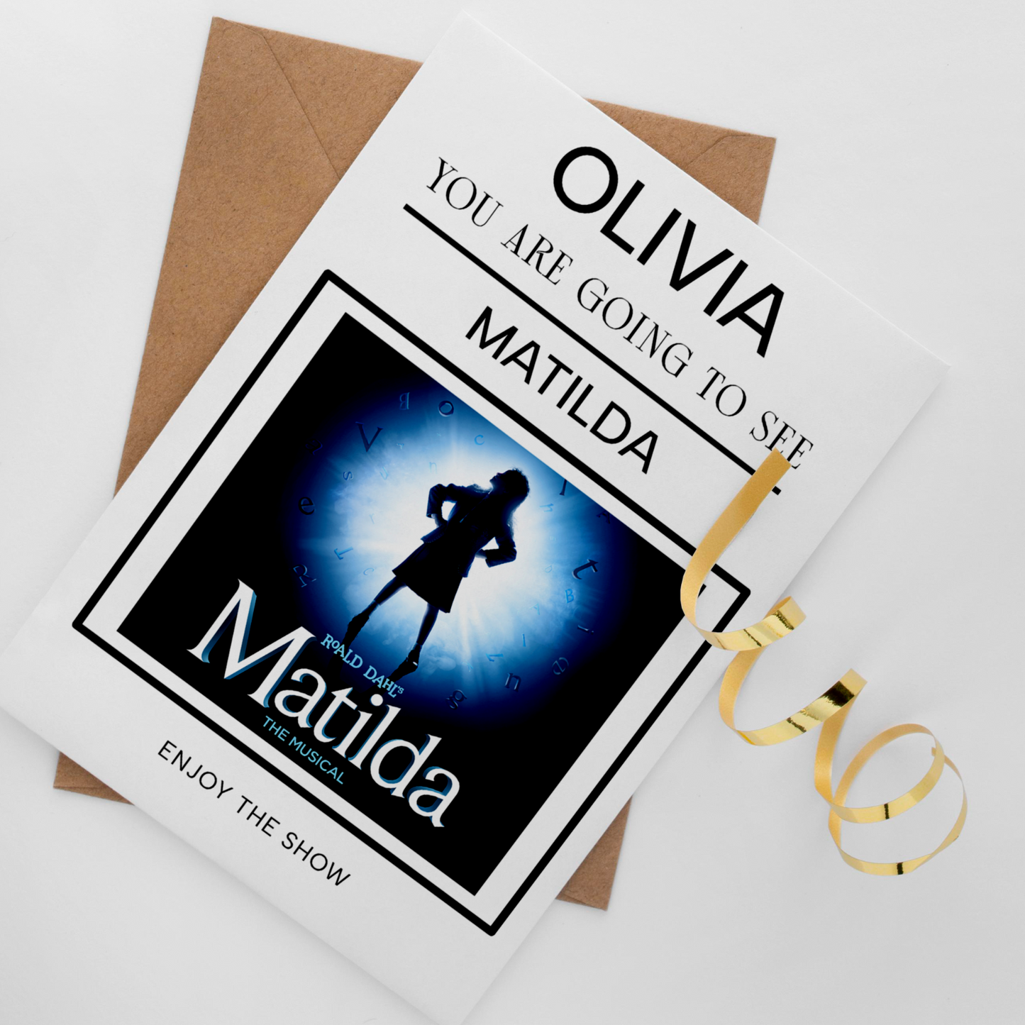 You’re Going To See Matilda The Musical Gift Card Personalised Theatre Reveal