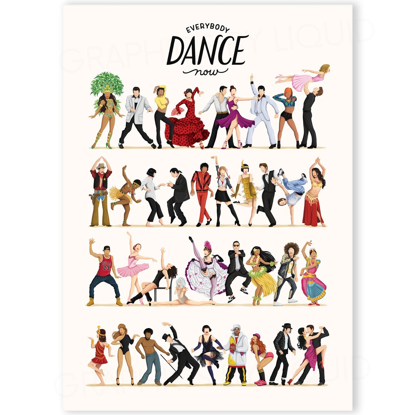 Everybody Dance Now Pop Culture, Music Gift, Fun Pop Gift Poster Print
