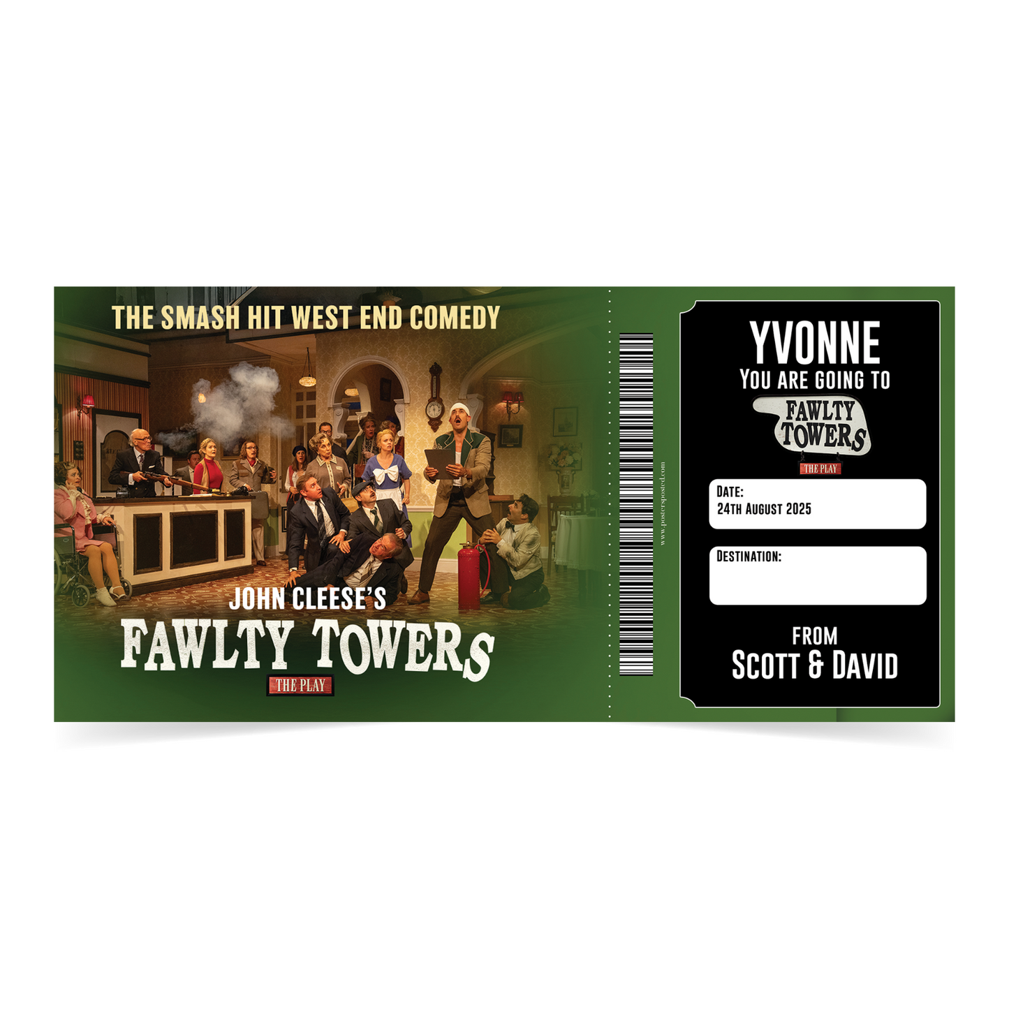 Fawlty Towers The Play Theatre Ticket Musical Gift Voucher Surprise Personalised
