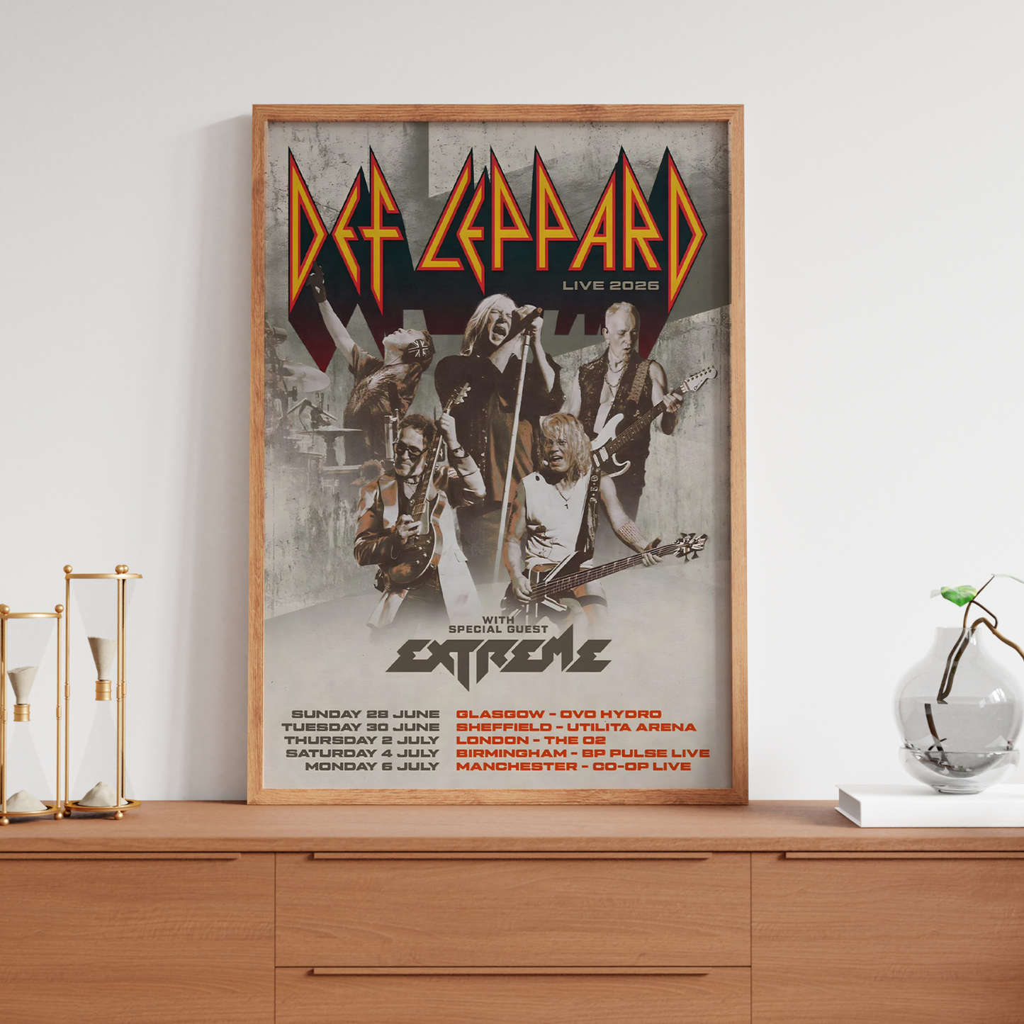 Def Leppard Poster 2026 UK Live Tour Gig Poster For Rock Fans A5 A4 A3 Poster