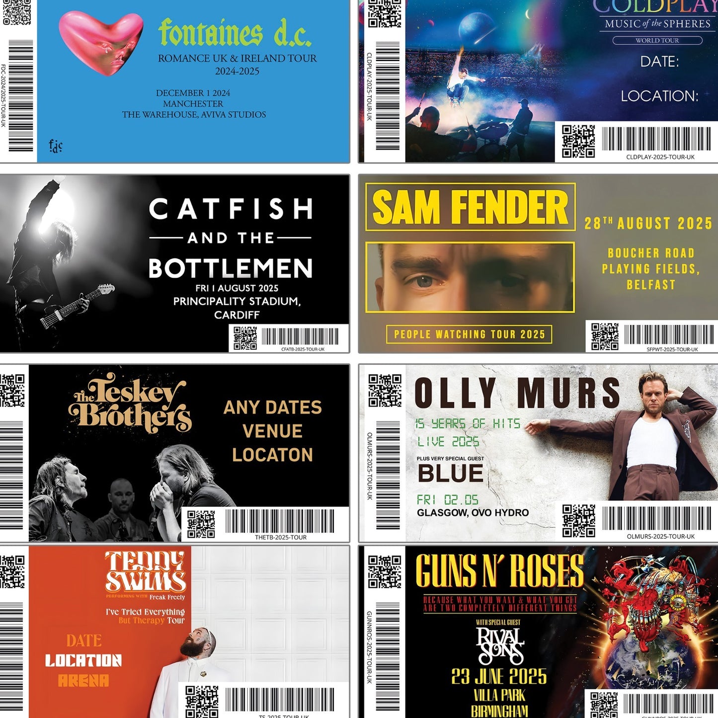 Music Concert Personalised Gift Tickt ANY CONCERT Keepsake Tickt Gift Reveal