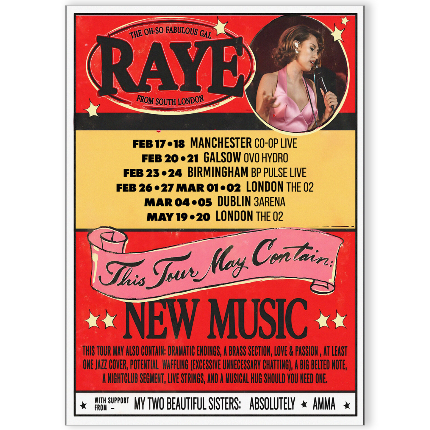 Raye Poster Musician 2026 All UK Date Poster For Raye Fans A5-A3 Concert Poster