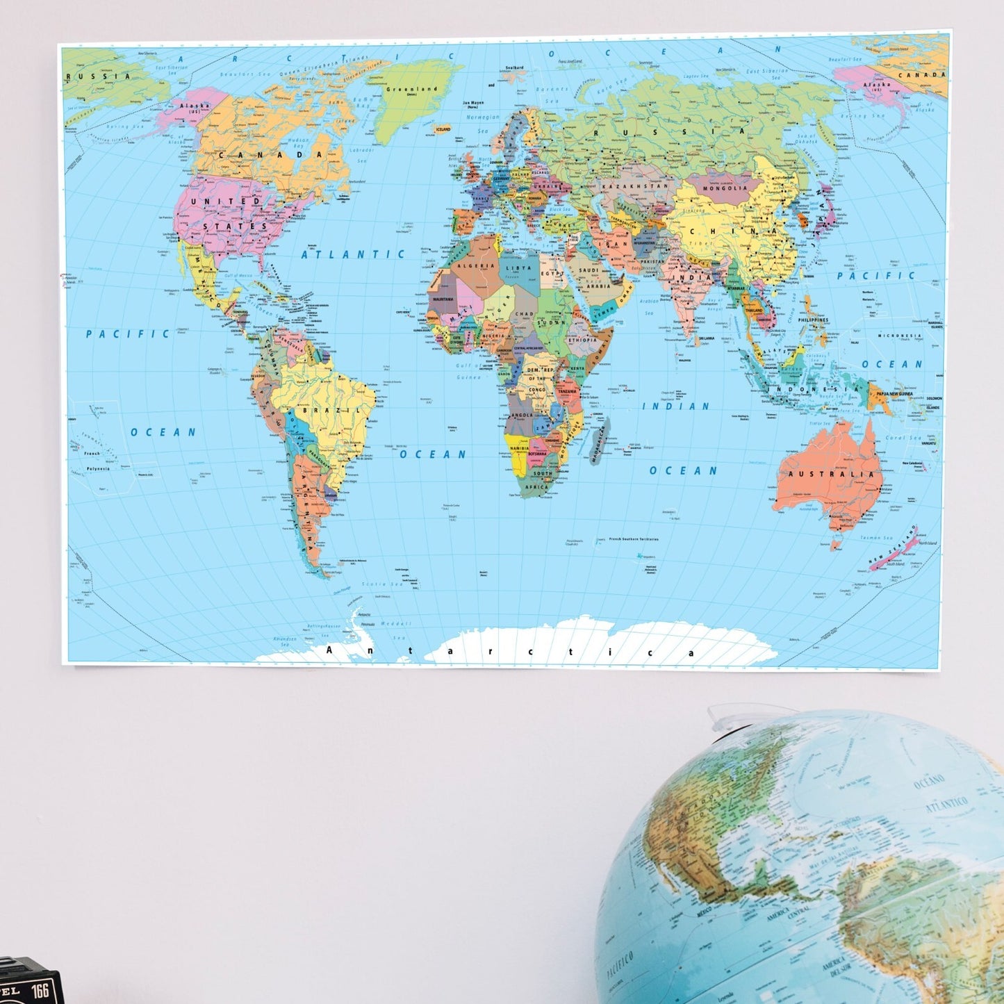 World Map Detailed Educational Geography Poster Art Map poster A5 A4 A3