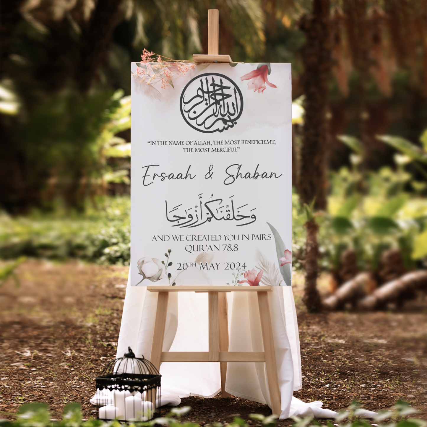 Nikkah Wedding Poster Islamic Welcome Sign Personalised Nikkah A5-A3 Sign