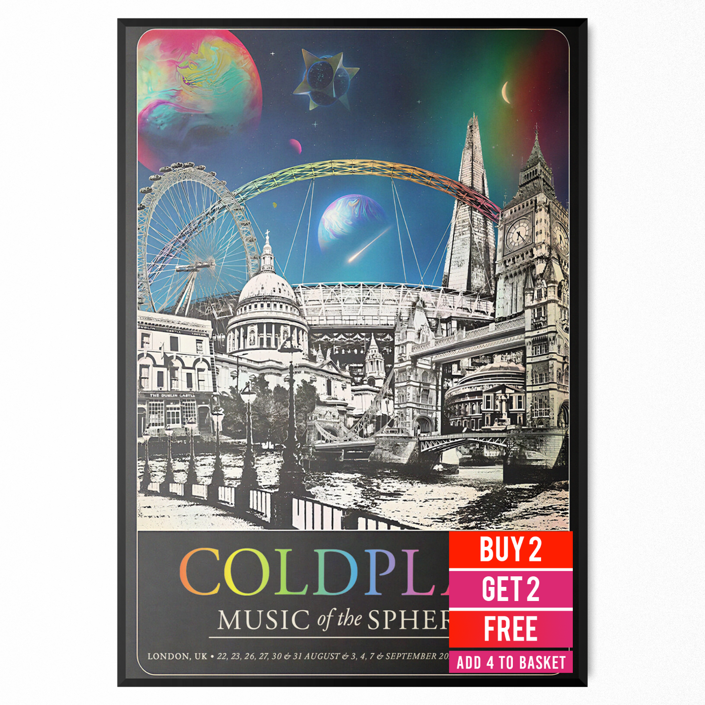 Coldplay Music Of The Spheres 2025 Poster UK Tour Print A5-A3 Wembley Stadium