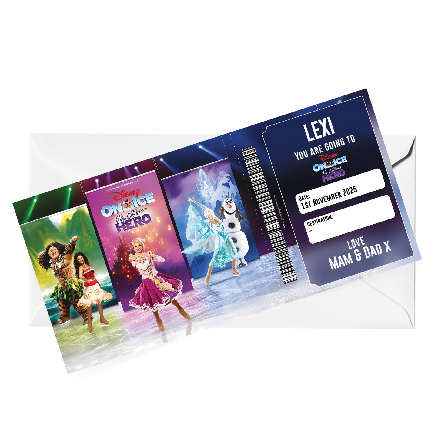 Disney On Ice Find Your Hero Christmas Ticket Personalised Gift Keepsake Ticket