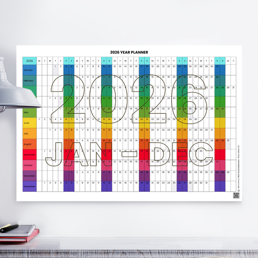 2026 Full Year Wall Calendar Large Planner Home Office Work Jan-Dec A5 A4 A3