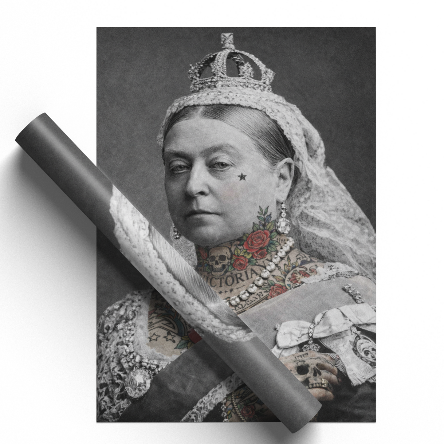 Queen Victoria Punk Royal Gothic Poster Tattoo Shop Wall Art Decor Print A5-A3