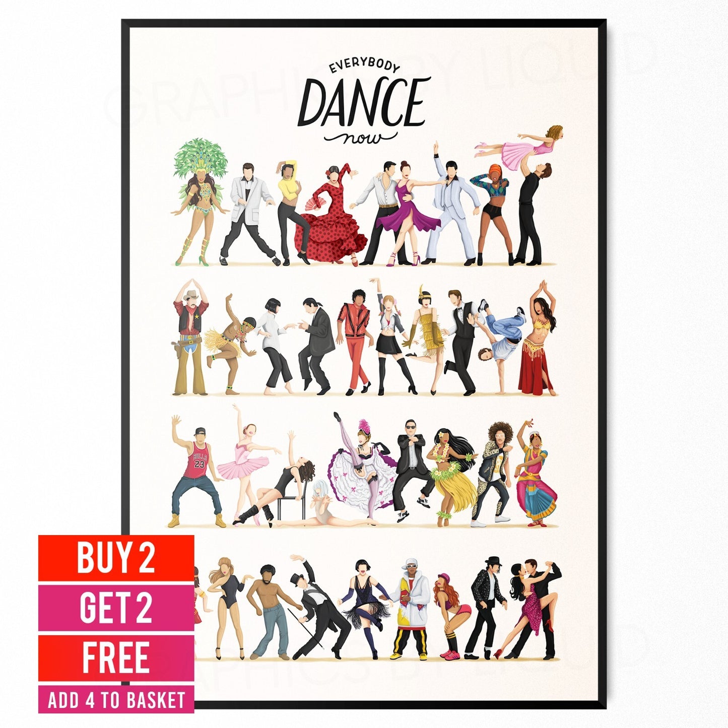 Everybody Dance Now Pop Culture, Music Gift, Fun Pop Gift Poster Print