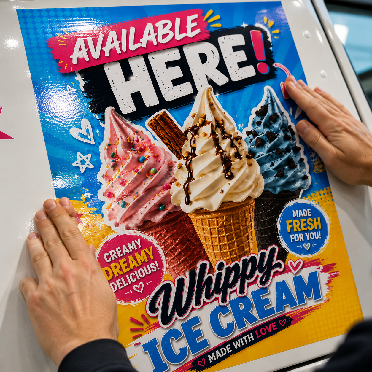 Ice Cream Sold Here Mr Whippy Adhesive Print Vinyl window Wall sticker Sign