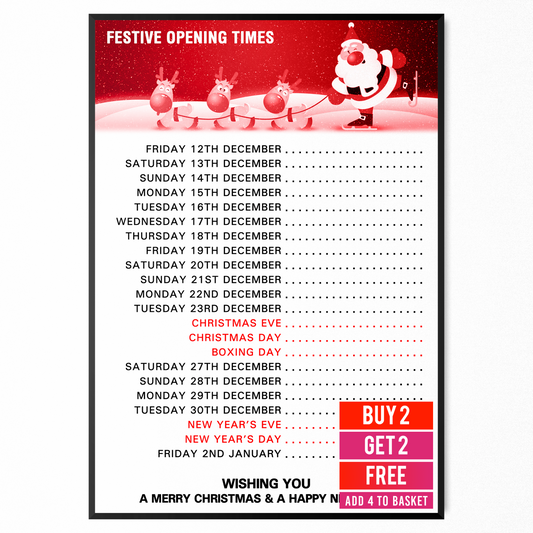 2025 Christmas Shop Opening Time Advertisement Hours And Time Xmas Poster A5-A3