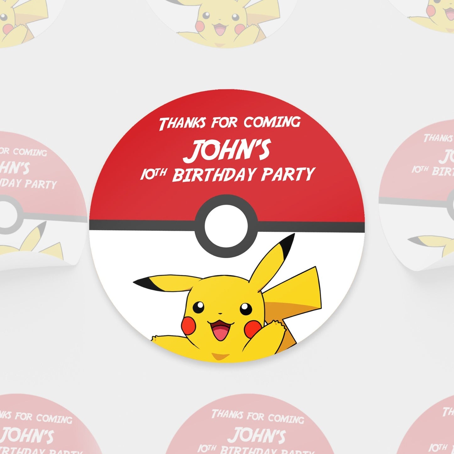 Pokemon Birthday Stickers Personalised Wall Stickers Seals Party Bag Gift