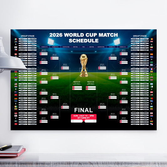 Football World Cup 2026 Poster Schedule Wall Chart A5-A2 Large Planner Print