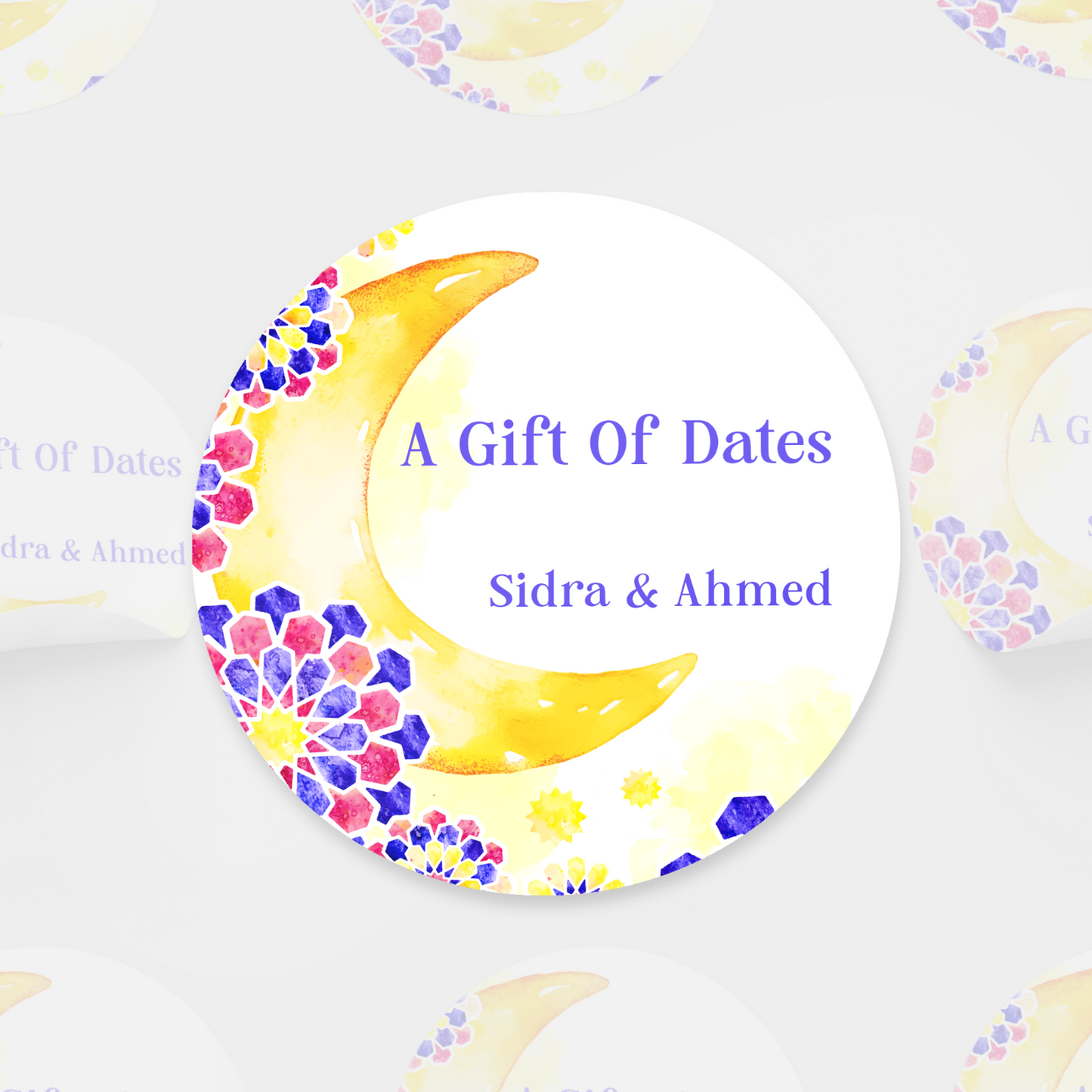 Date Stickers, Water Bottles, Eid Mubarak, Ramadan, Ajwa Date, Personalised Gift