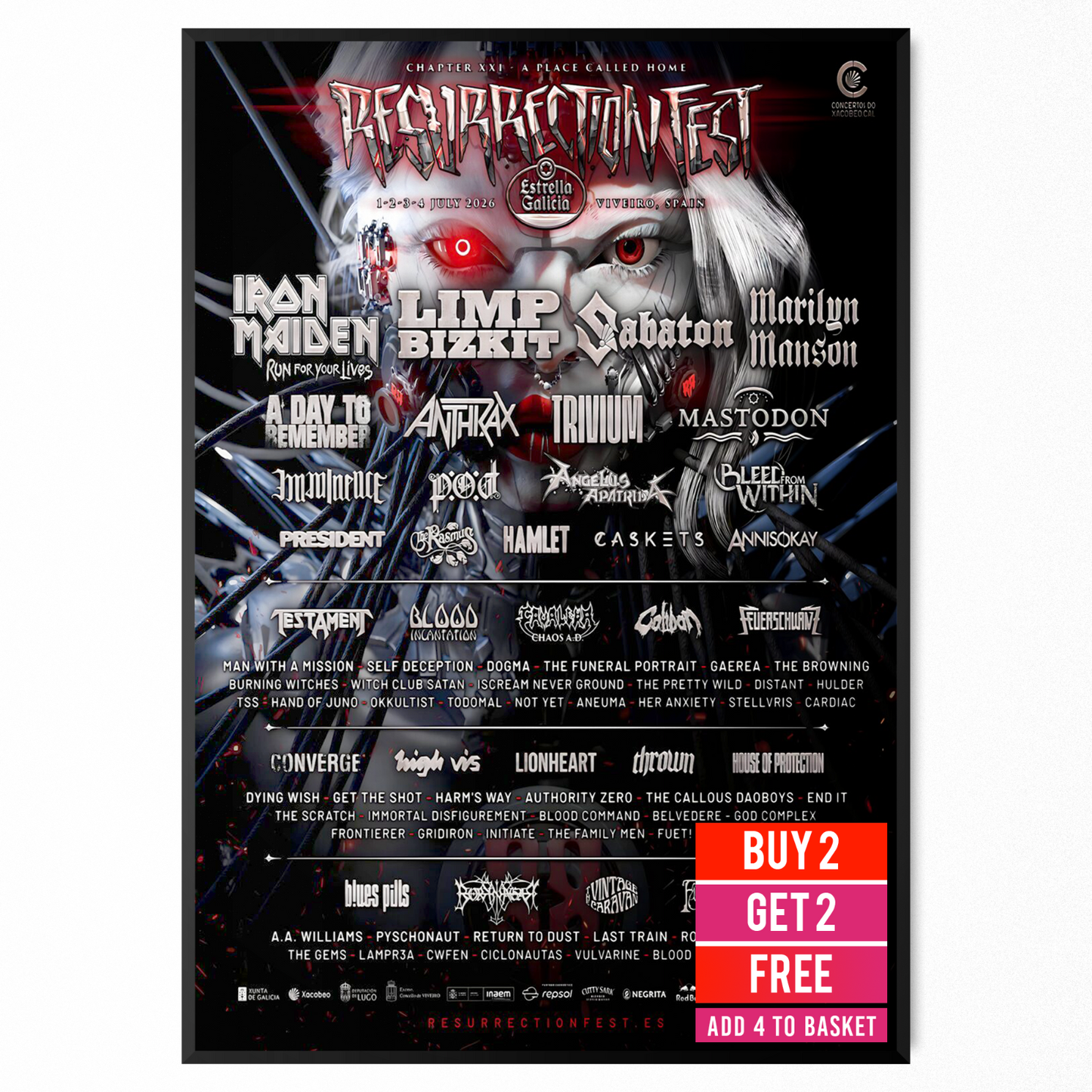 Resurrection Festival 2026 Music Line-up For Music Poster A5-A3 Concert Rock