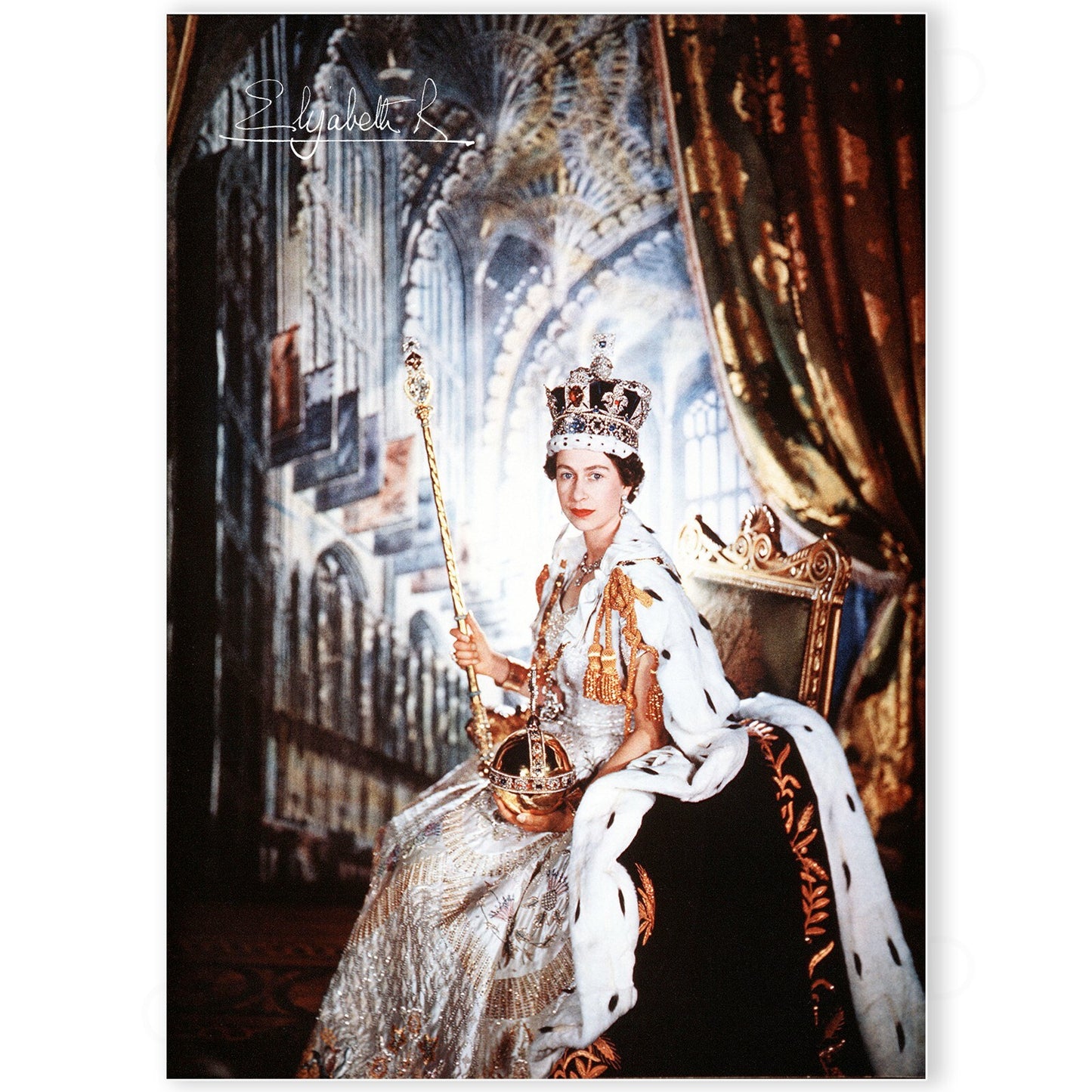 Queen Elizabeth II Coronation Photo Signed Royal Family Poster A5 A5 A4 A3