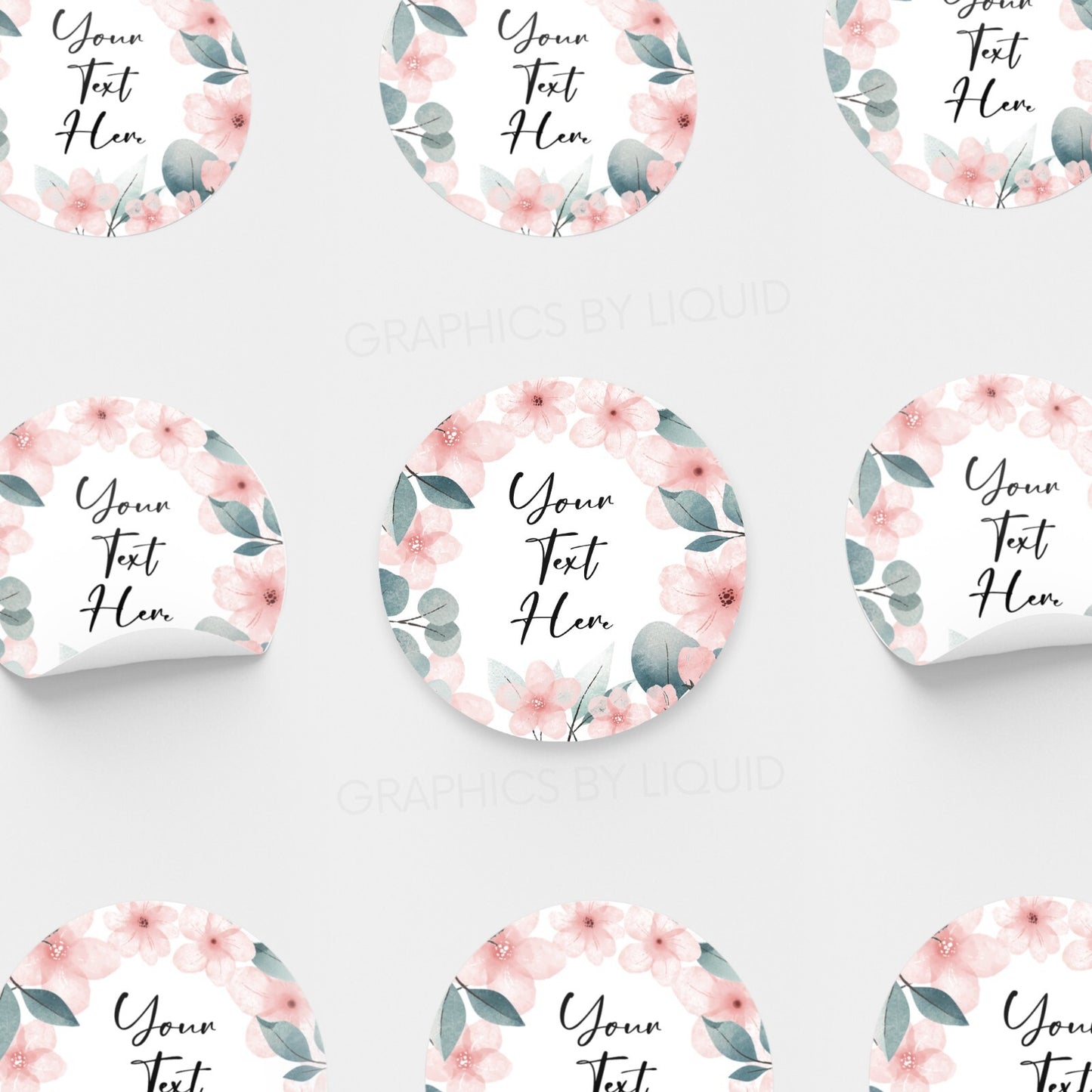 Personalised Name LOGO Printed Labels Seal Company Floral Wedding Round Stickers