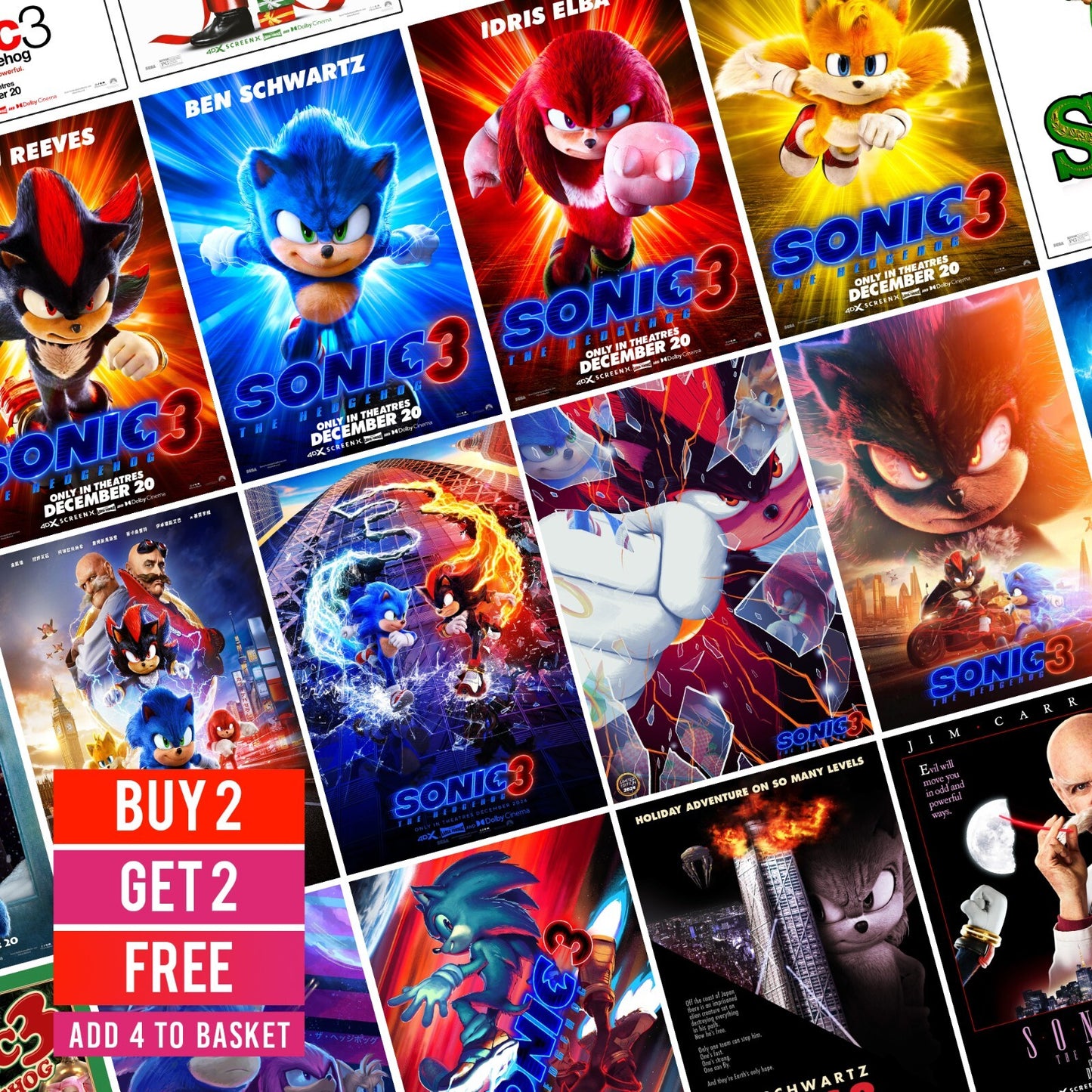 Sonic The Hedgehog 3 Posters A5 A4 A3 Prints Movie Poster For Sonic Fans Decor