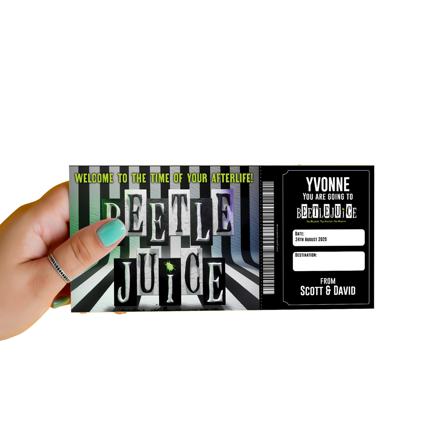Beetlejuice The Musical Ticket Gift Surprise Personalised Christmas
