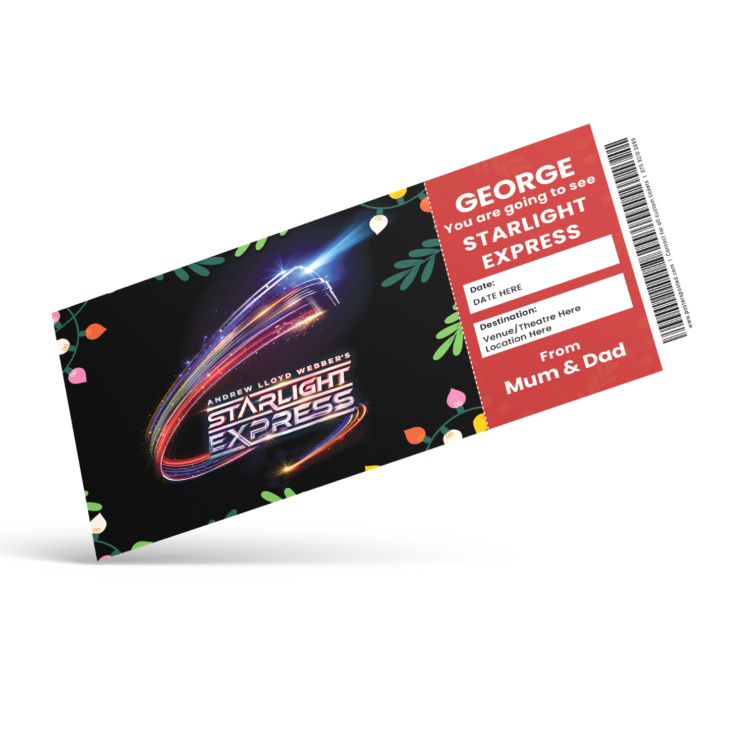 Starlight Express Theatre Ticket Xmas Christmas Personalised Ticket Xmas Gift