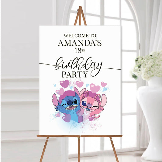Personalised Lilo And Stitch Birthday Welcome Poster | A5-A1 | Party Decoration