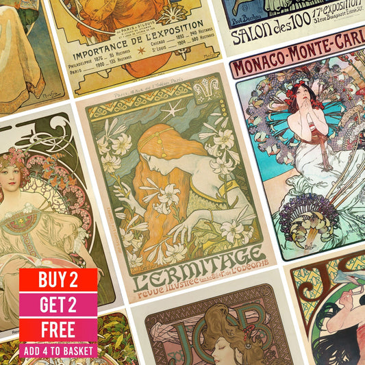 Alphonse Alfons Mucha Paintings Nouveau Artwork Poster/Print - A5 A4 A3