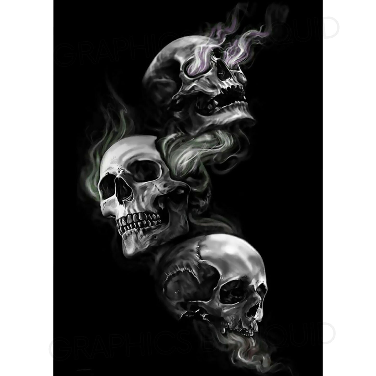 Gothic Skull Art See No Evil Hear No Evil Poster Print | A5 A4 A3 A2 A1 |