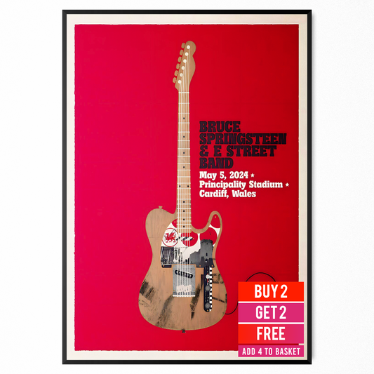 Bruce Springsteen 2024 Cardiff Wales Poster Principality Stadium UK Tour Poster