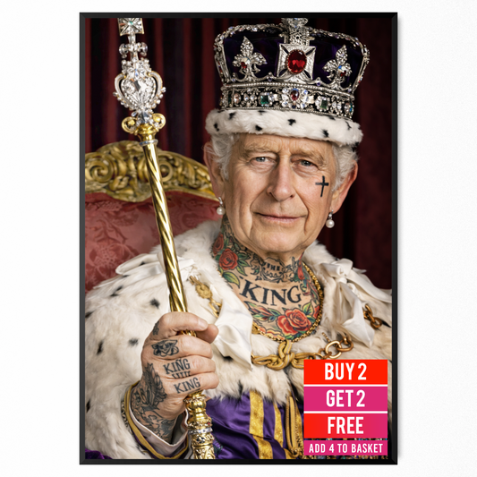 Punk Royal King Charles III Gothic Tattoos Art Home Decor Tattoo Shop Poster