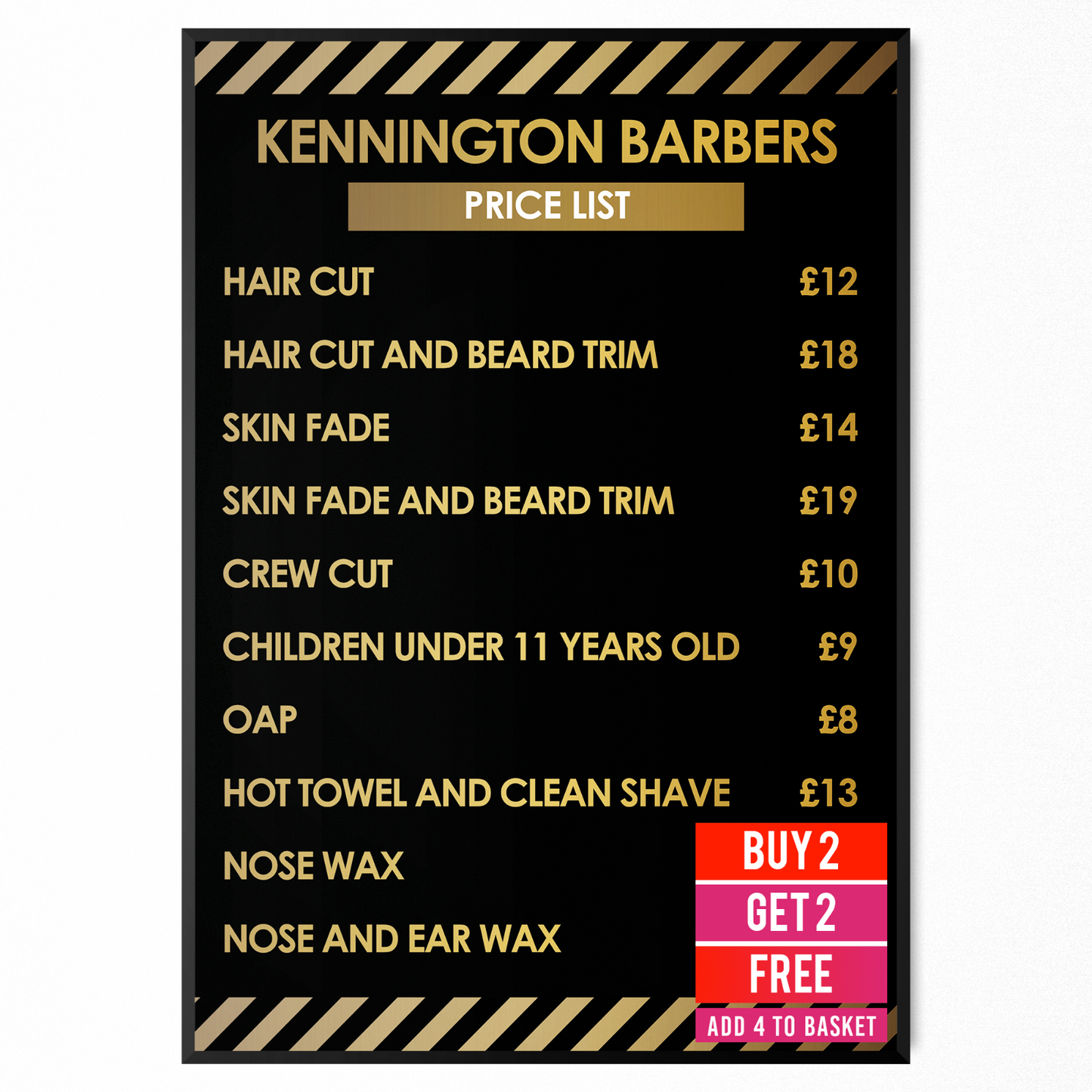 Barber Shop Price List Poster Sign - Salon Advertising Printed A5-A3