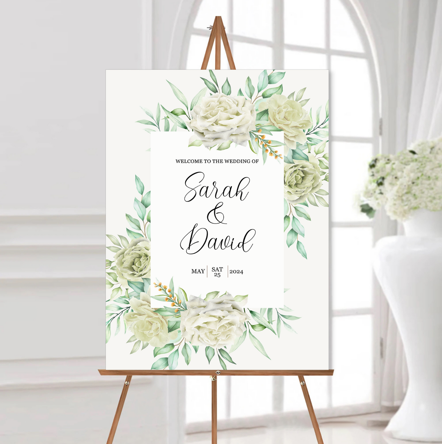 Personalised Wedding Welcome Sign Entrance Poster Botanical Wedding Entrance