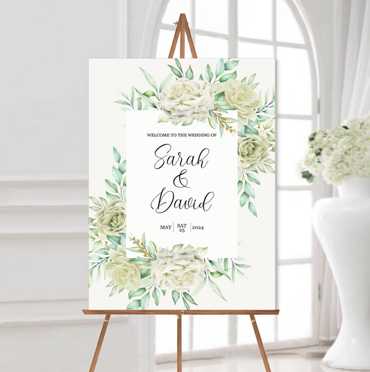 Personalised Wedding Welcome Sign Entrance Poster Botanical Wedding Entrance