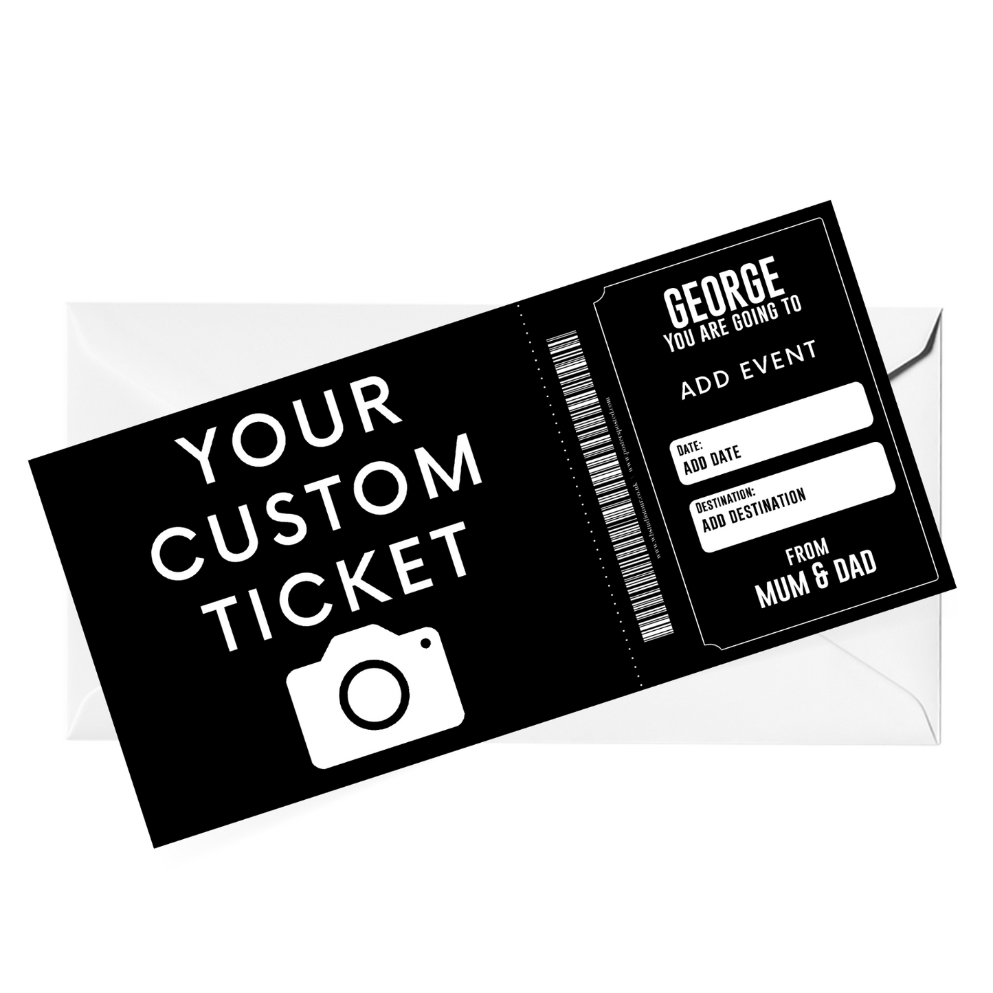 Personalised Custom Concert Ticket Souvenir Festival Gift Voucher Keepsake