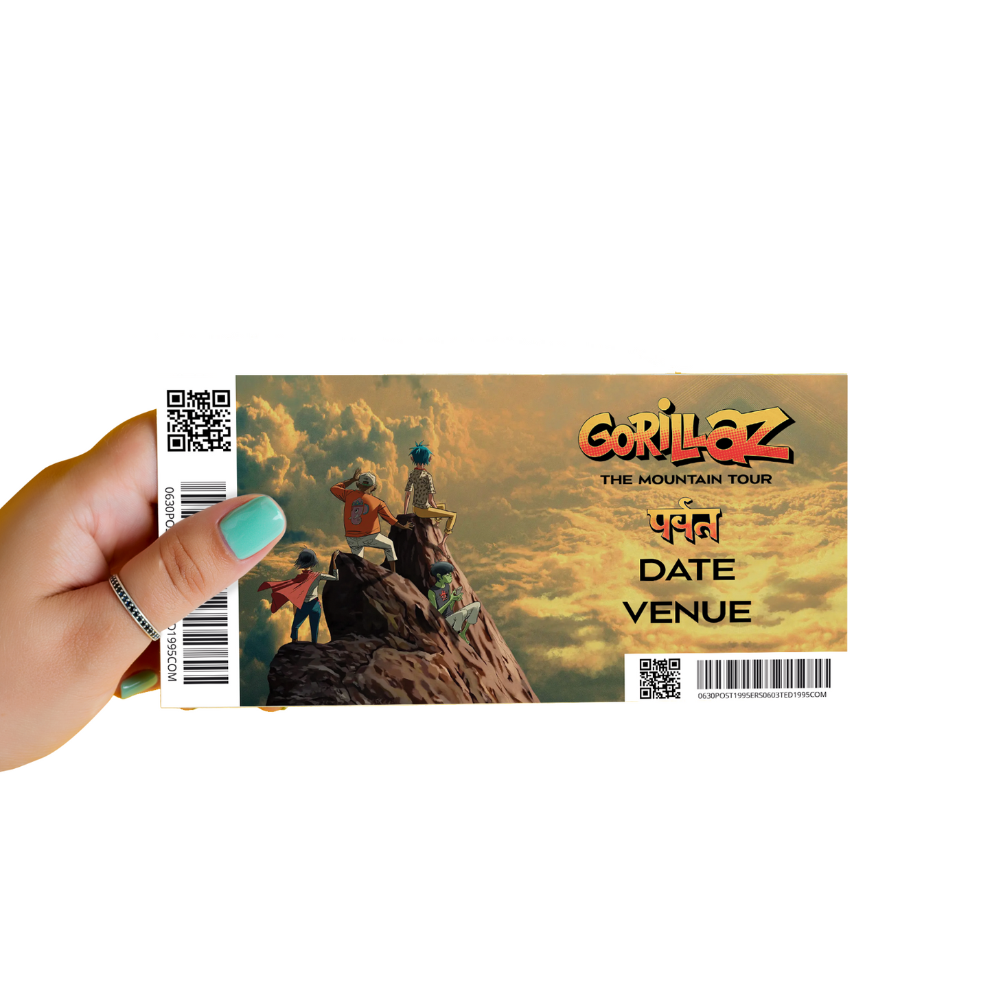 Gorillaz The Mountain Tour 2026 Ticket Gift Personalised Keepsake Reveal Ticket