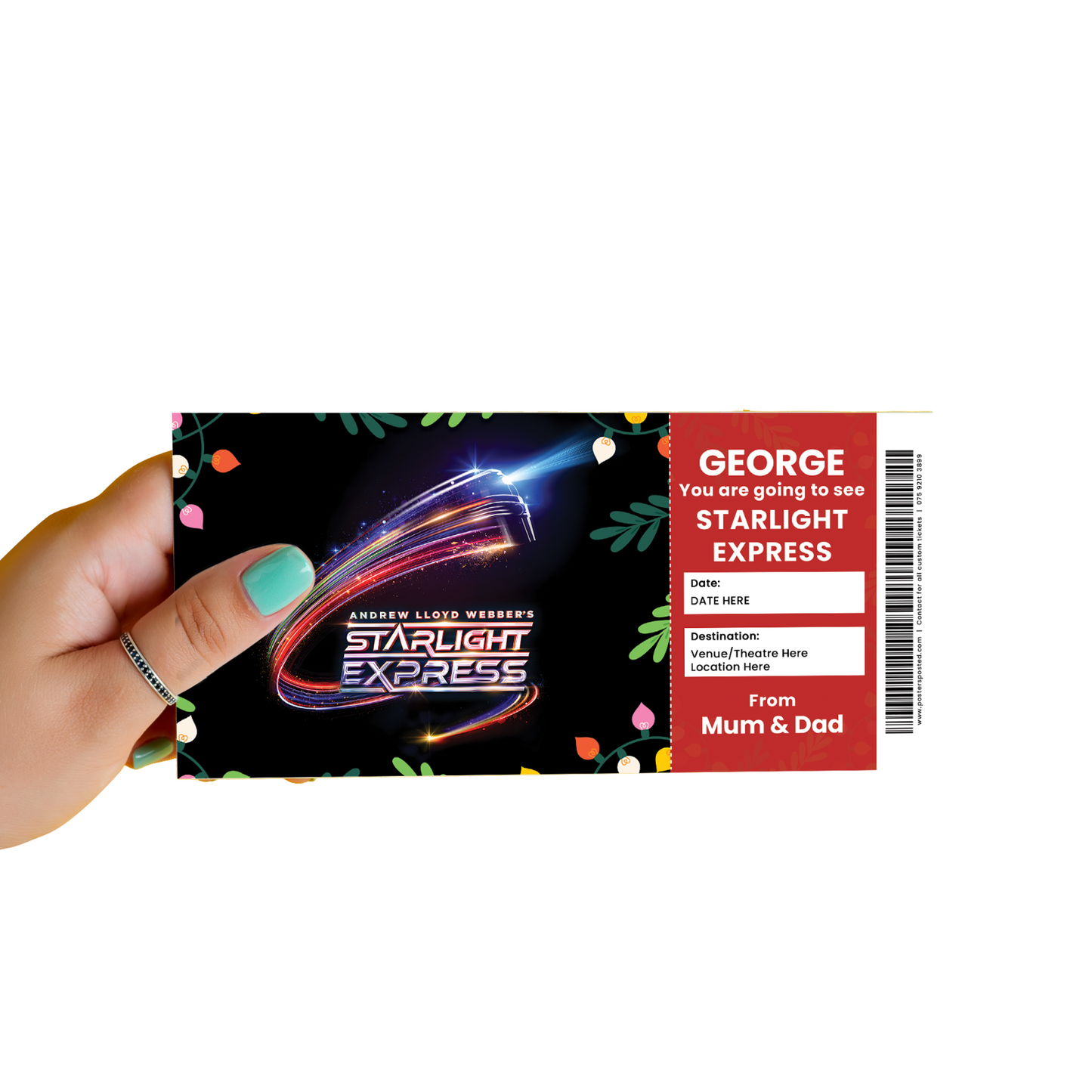 Starlight Express Theatre Ticket Xmas Christmas Personalised Ticket Xmas Gift