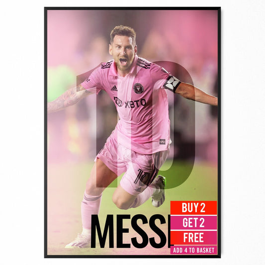 Lionel Messi Inter Miami Football Poster - New York Soccer Legend Messi Photo