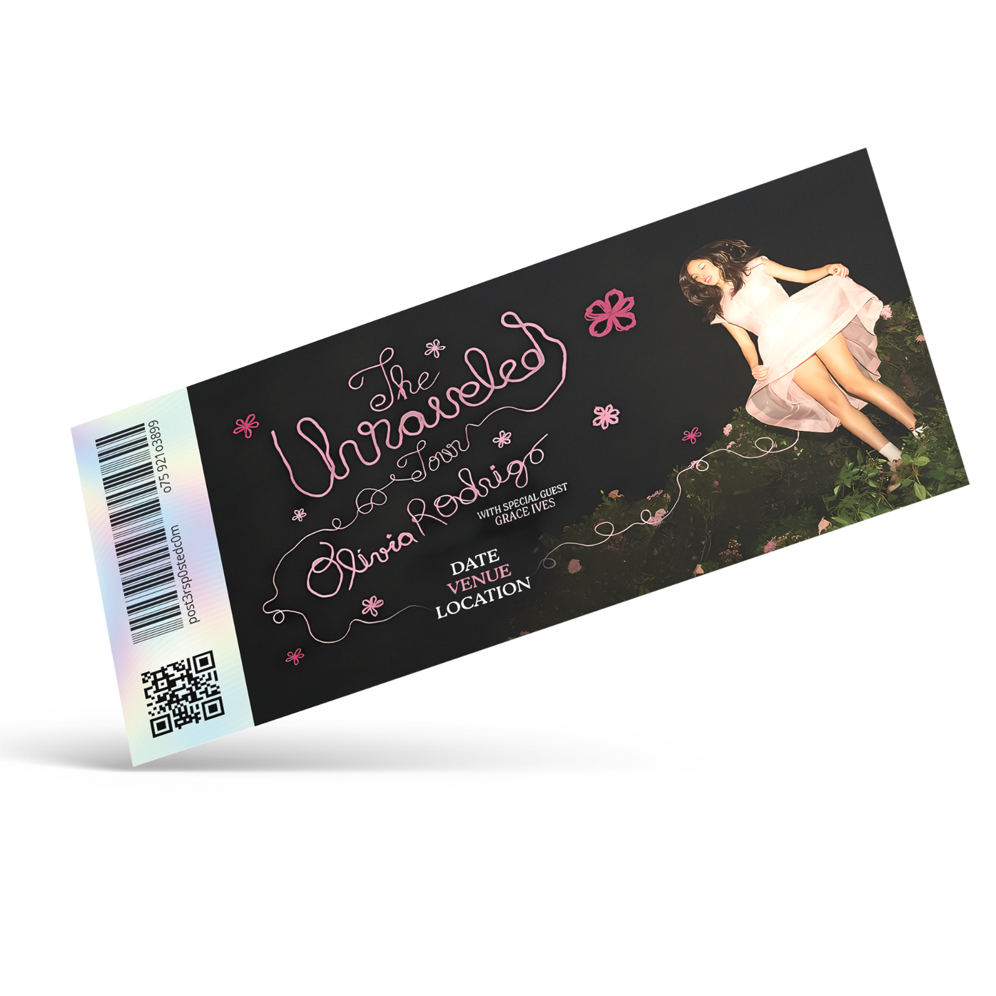 Olivia Rodrigo The Unraveled Tour Concert Reveal Mock Ticket Stub Ticket Gift
