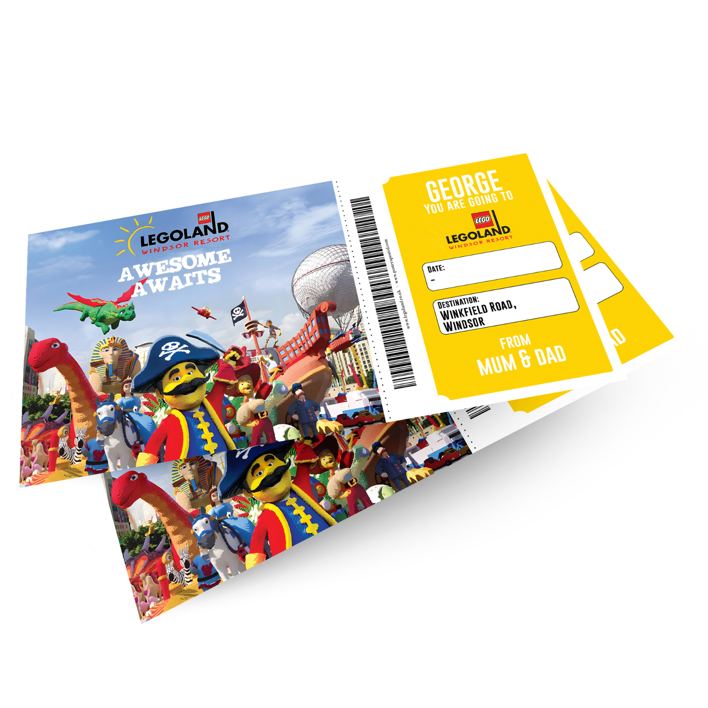 Personalised Legoland Windsor Surprise Ticket Birthday Present Gift Voucher